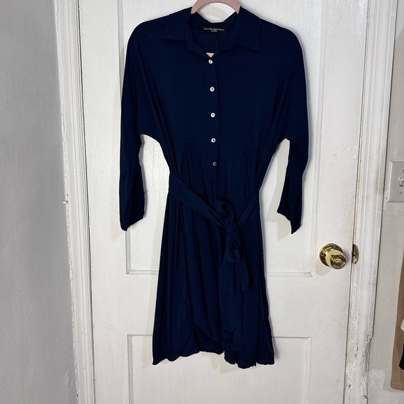 Pietro Brunelli Milano‎ Maternity Dress long sleeve With Belt Navy Blue Size XS - Picture 4 of 13